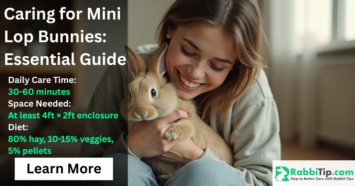 A close-up of a Mini Lop bunny with soft fur and floppy ears- Caring for Mini Lop Bunnies