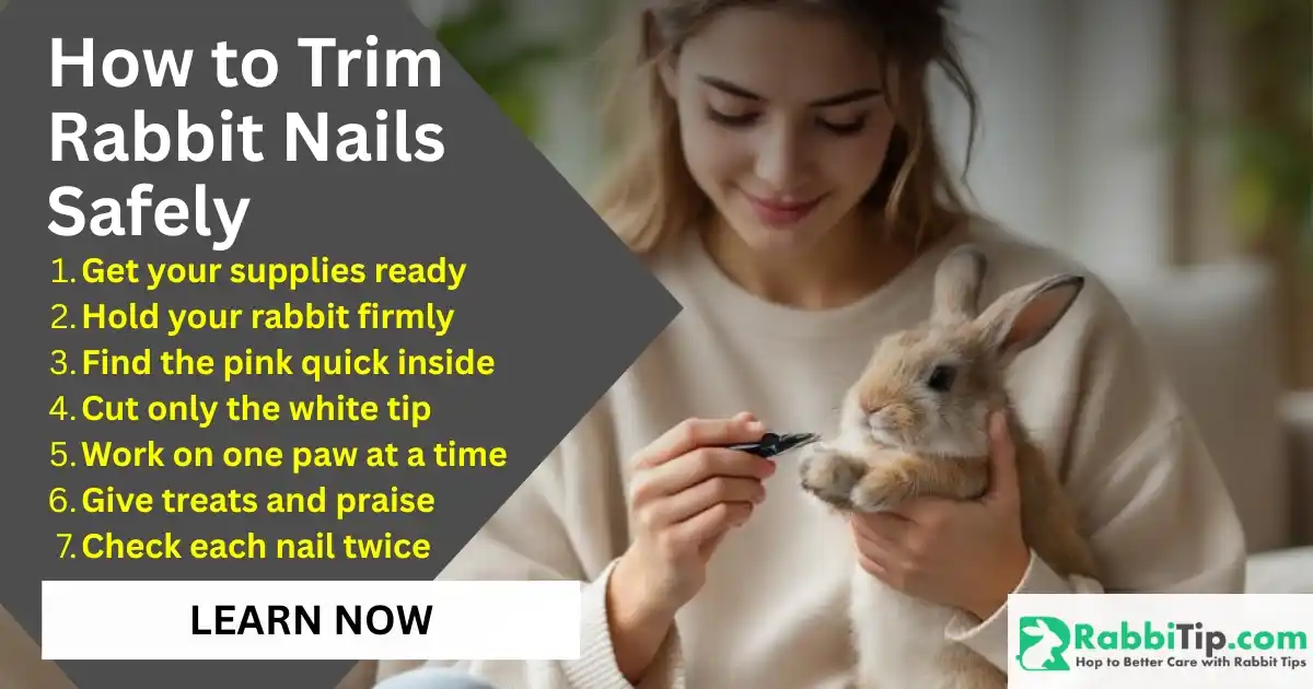 Woman carefully trimming rabbit nails at home with proper nail clippers-Trim Rabbit Nails