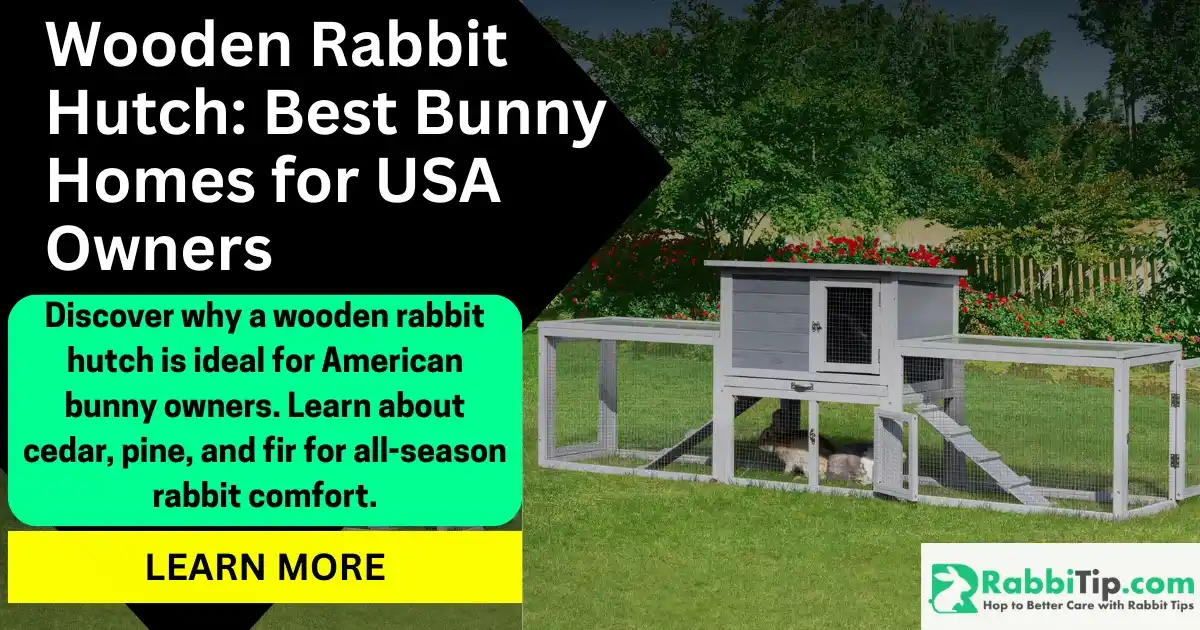 Spacious wooden rabbit hutch placed outdoors, designed for pet bunny comfort and safety with secure fencing and cozy shelter.