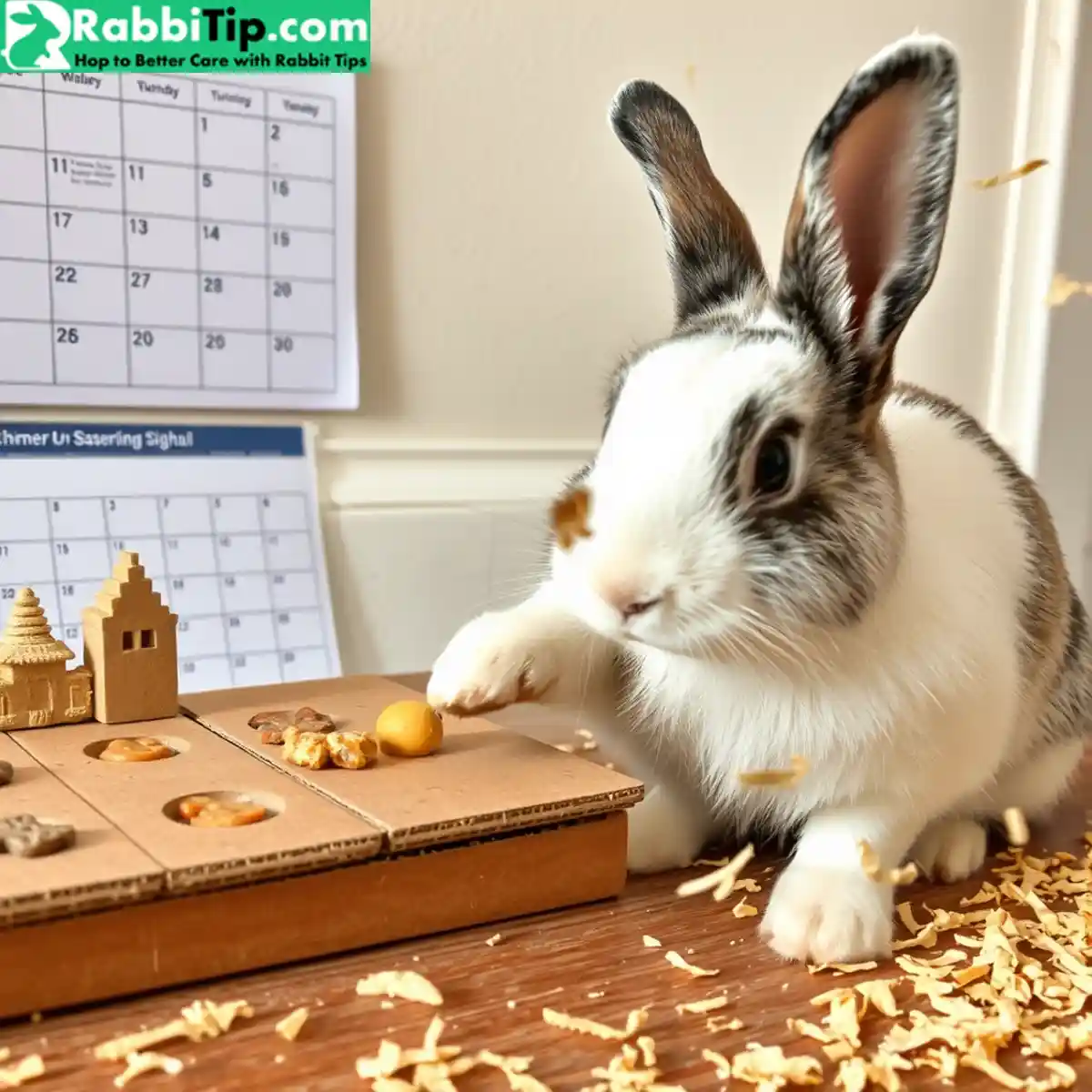 Myth 14 Rabbits Don’t Get Bored Rabbit solving food puzzle with sliding tiles