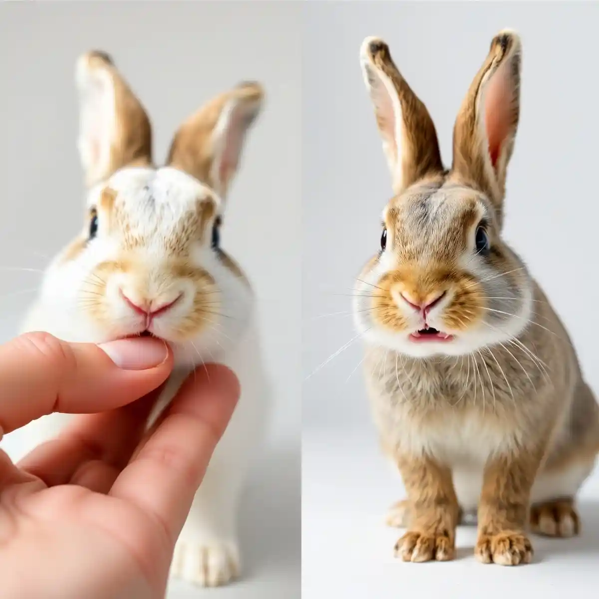 Playful Nip vs. Aggressive Bite-rabbit behavior Rabbit Behavior: Comparison of a rabbit's gentle nip versus an aggressive fear bite.