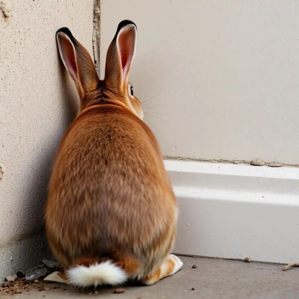Rabbit Spraying Urine Marking Territory-rabbit behavior Rabbit Behavior: Unneutered male rabbit spraying urine to mark territory.