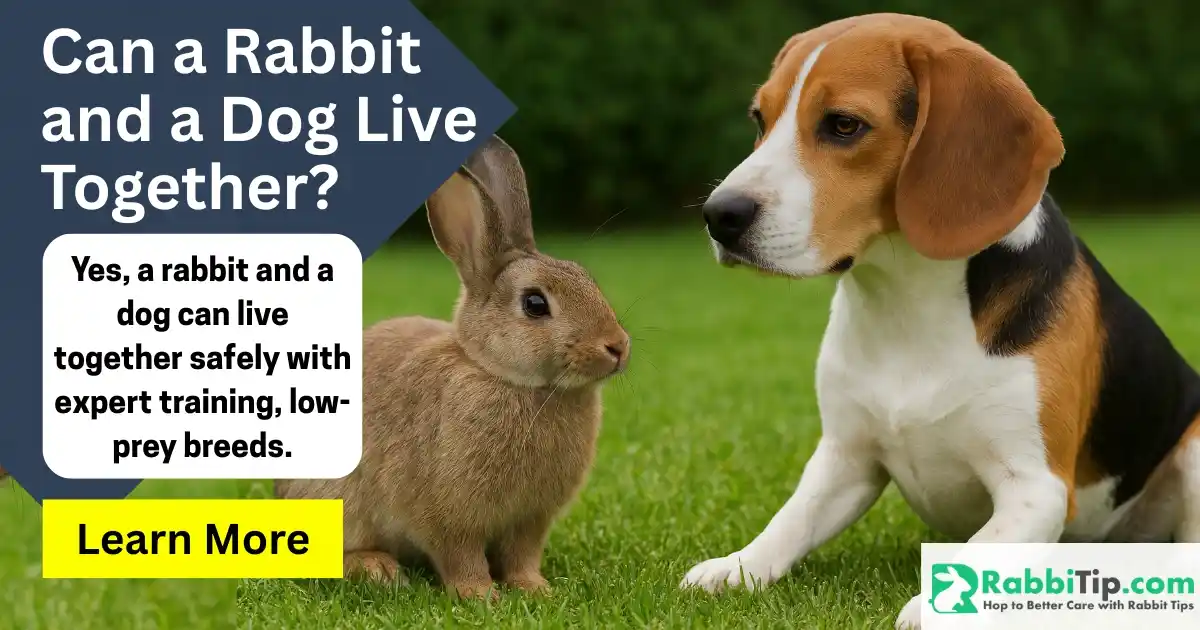A Rabbit and a dog sitting calmly together in a safe home environment