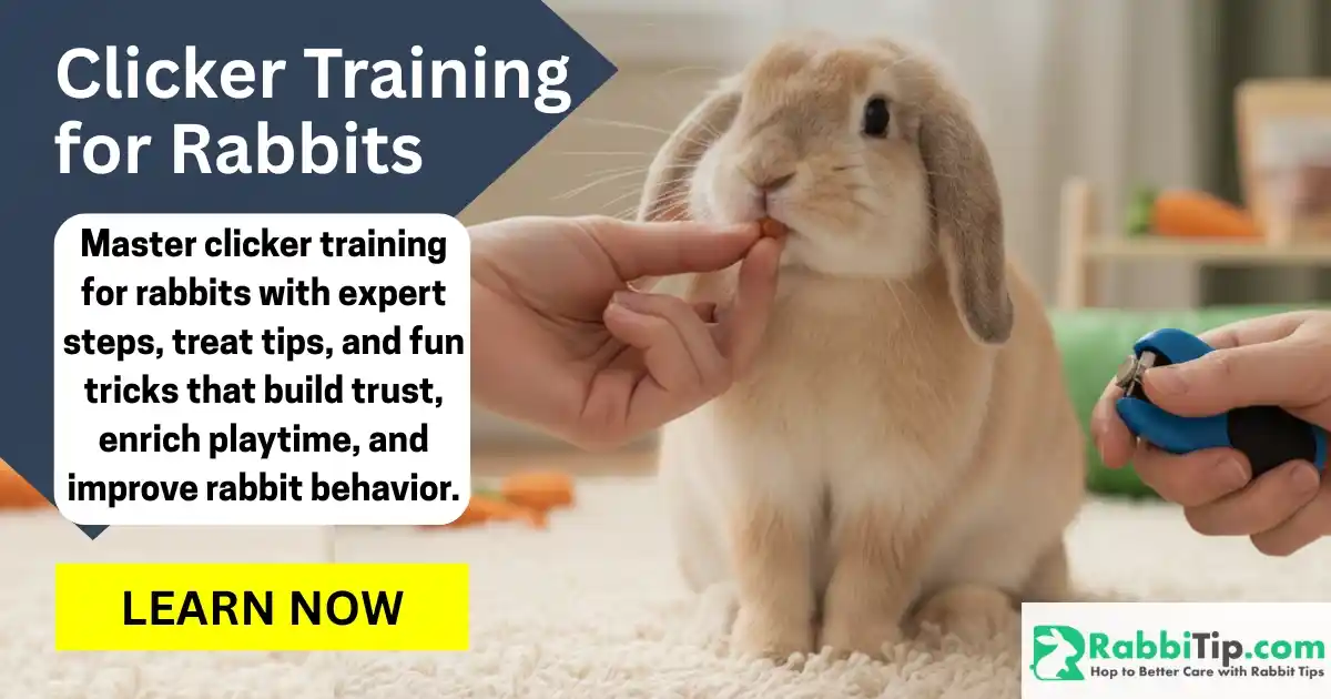 Person using a clicker to train a cute rabbit with treats indoors – Clicker Training for Rabbits