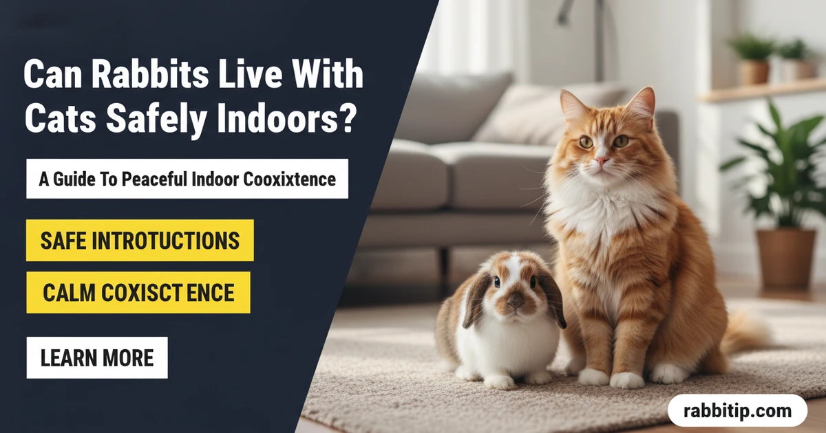 Can rabbits live with cats — a domestic cat and rabbit resting calmly together indoors