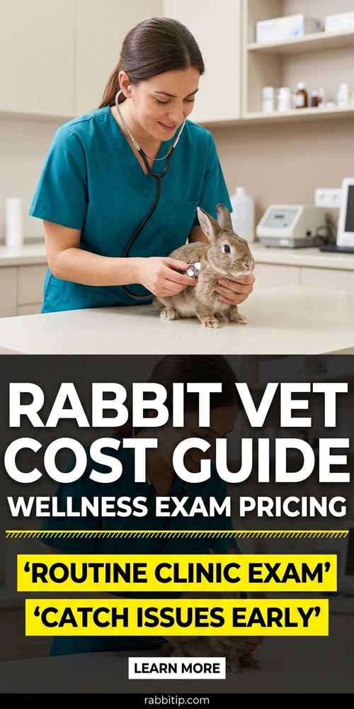 Rabbit vet cost during a wellness exam with veterinarian holding a pet rabbit