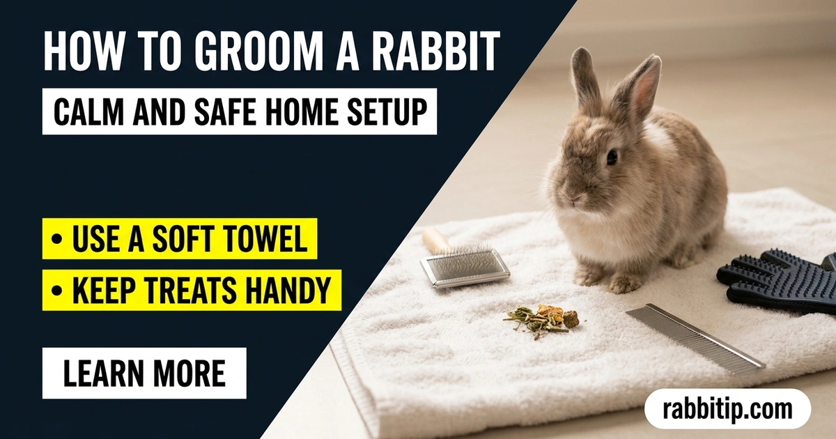 how to groom a rabbit safely at home with a brush and towel
