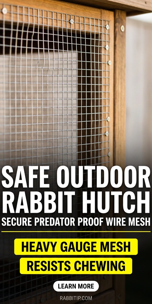 Outdoor rabbit hutch setup using heavy-gauge hardware cloth for predator-proof wire mesh