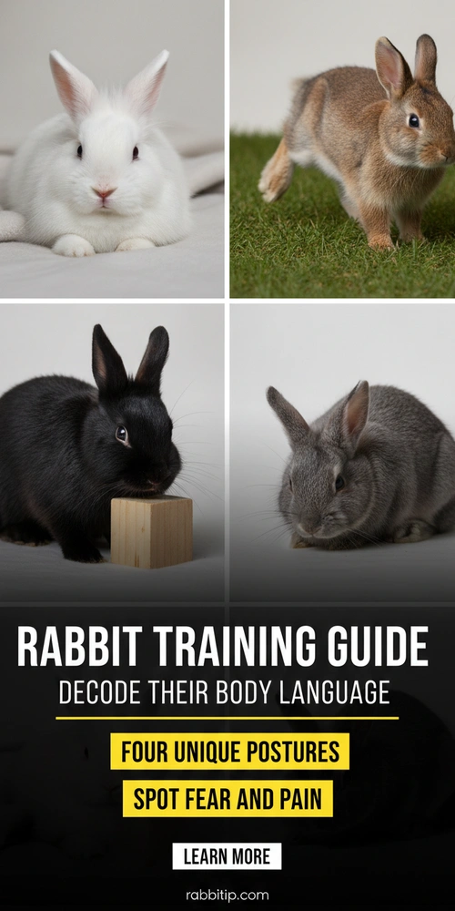rabbit behavior training guide chart showing happy fearful territorial and pain signals